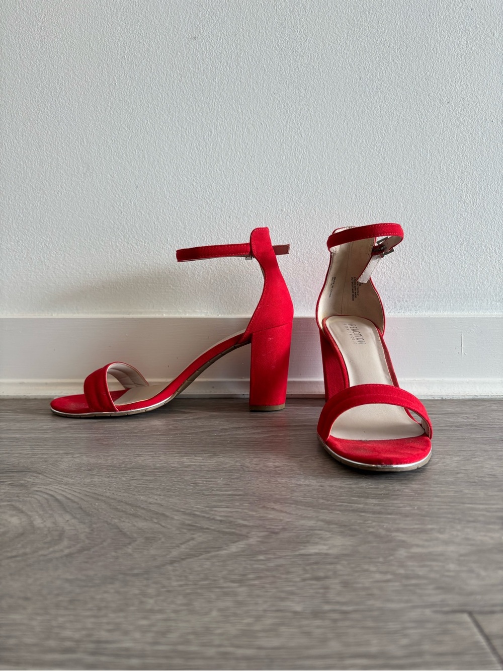 Red Ankle-Strap Block Heel Sandals